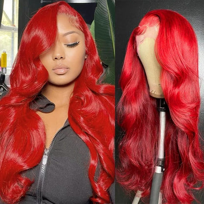 Body Wave Human Hair Wigs Hot Red 13x6 Hd Lace Front Wig