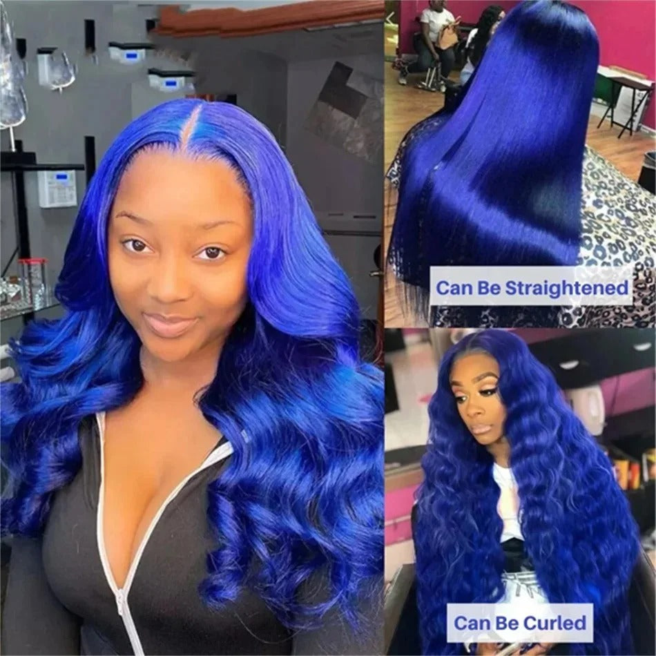 Navy Blue  Hd Lace Body Wave Human Hair Wigs