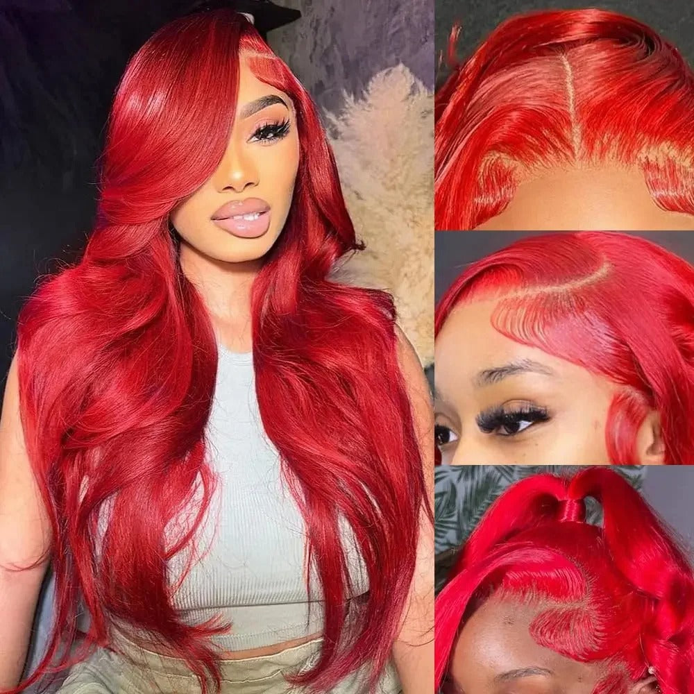 Body Wave Human Hair Wigs Hot Red 13x6 Hd Lace Front Wig