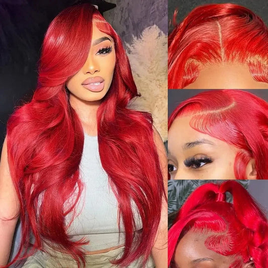 Body Wave Human Hair Wigs Hot Red 13x6 Hd Lace Front Wig