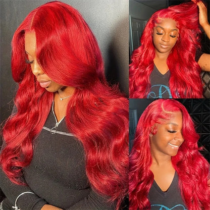 Body Wave Human Hair Wigs Hot Red 13x6 Hd Lace Front Wig