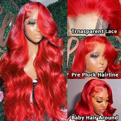 Body Wave Human Hair Wigs Hot Red 13x6 Hd Lace Front Wig